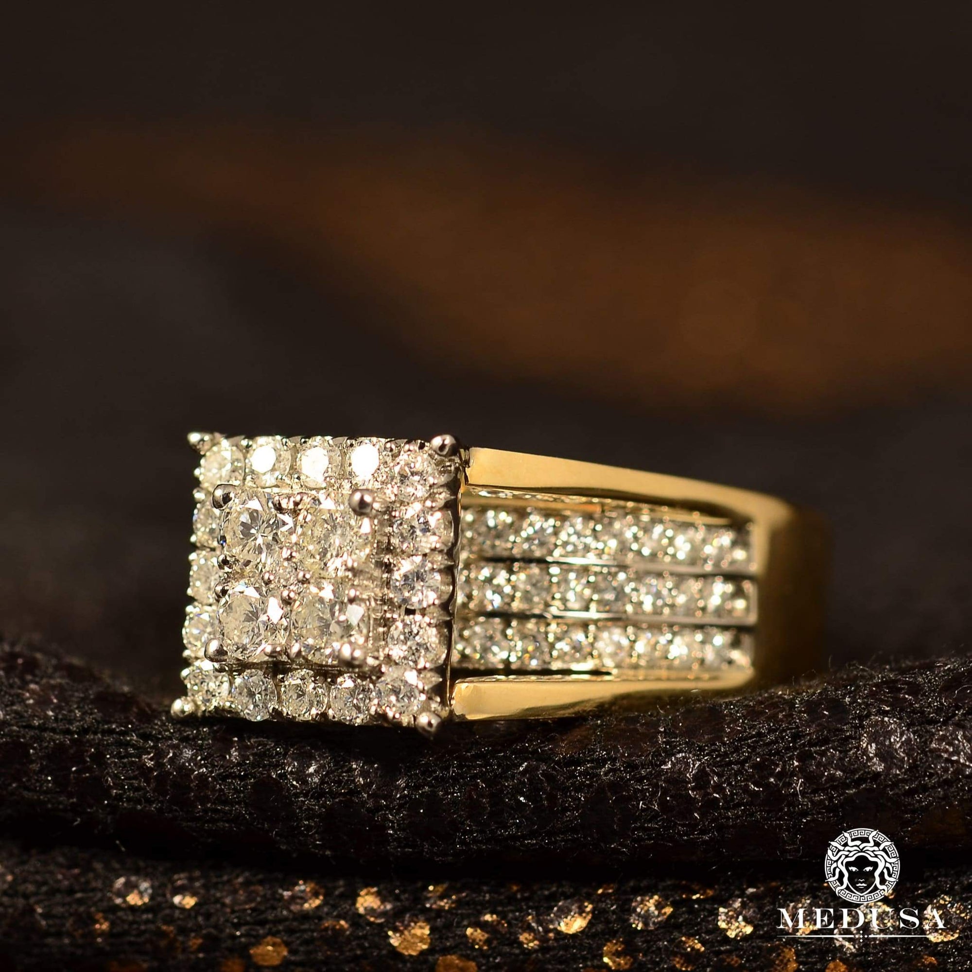 10K Gold Diamond Ring | Square F2 Women's Ring - 1.00CT Diamond / 2 Tone Gold