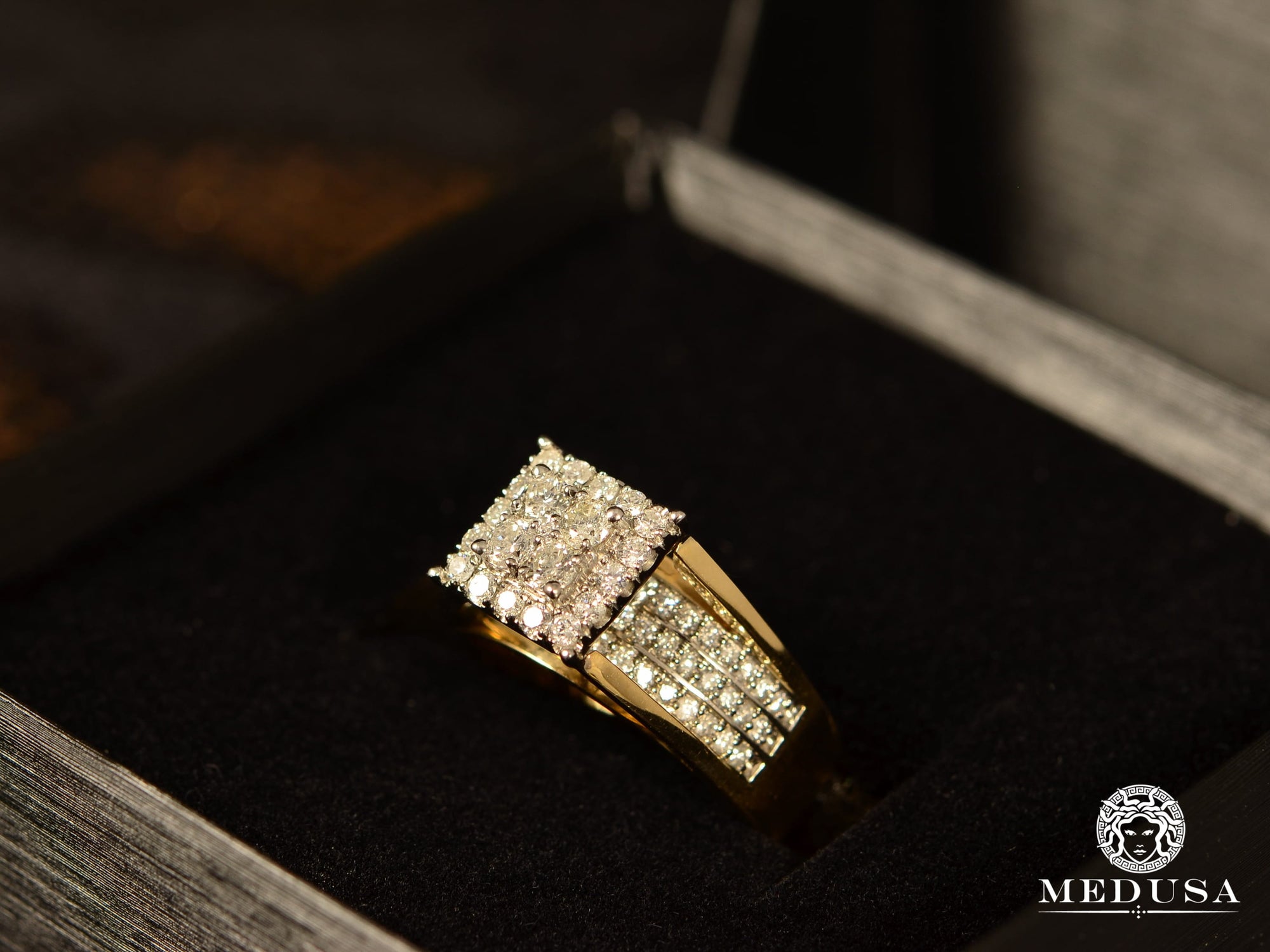 10K Gold Diamond Ring | Square F2 Women&#39;s Ring - Diamond