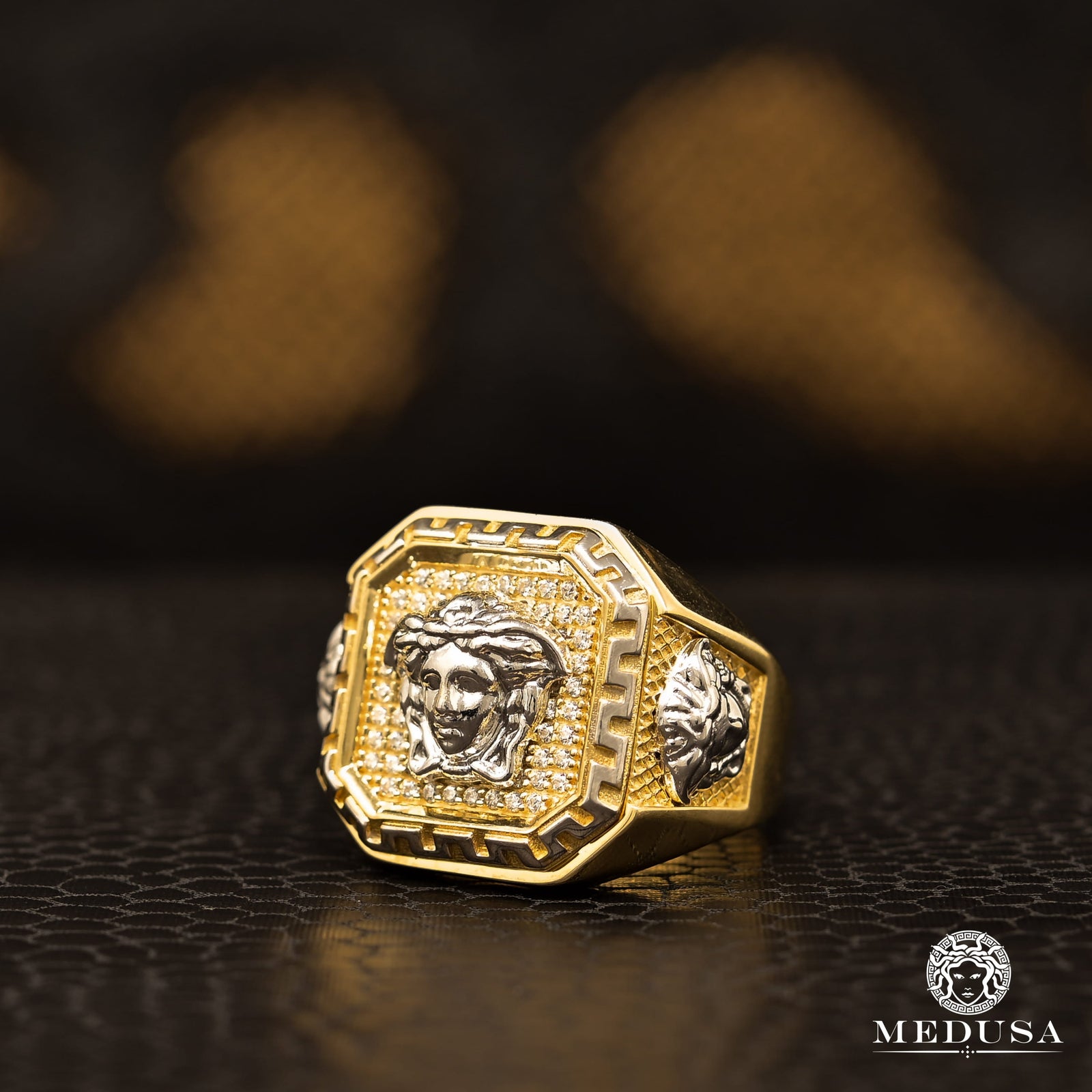 Bague en Or 10K | Bague Homme Square H25 Or 2 Tons