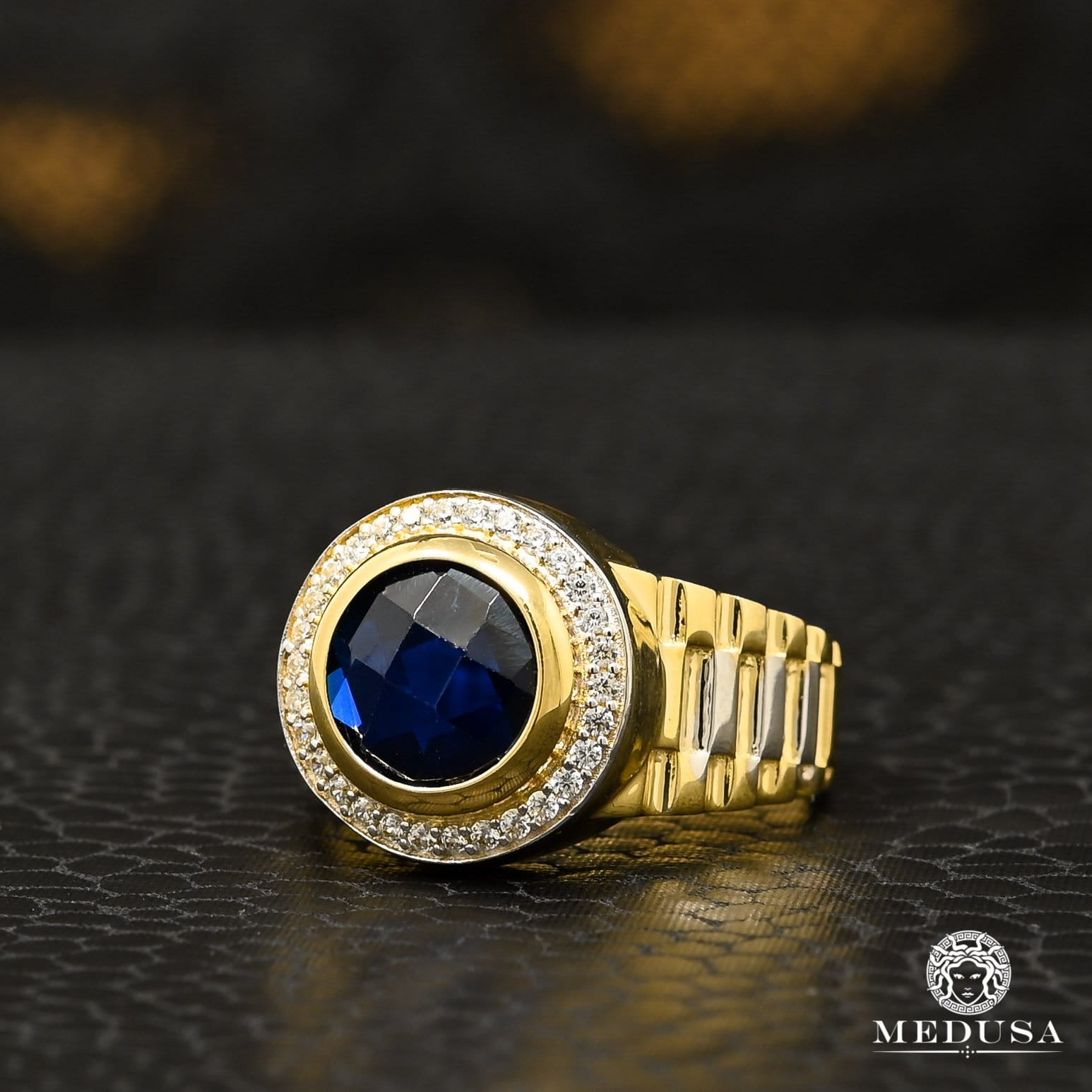 10K Gold Ring | Men's Ring Stone H10 Yellow Gold / Sapphire
