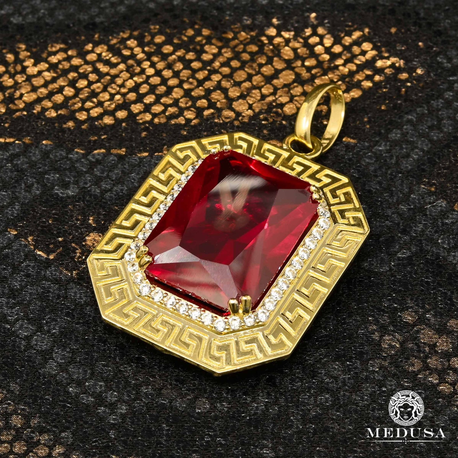 10K Gold Pendant | Divers Stone X2 Pendant Yellow Gold / Ruby