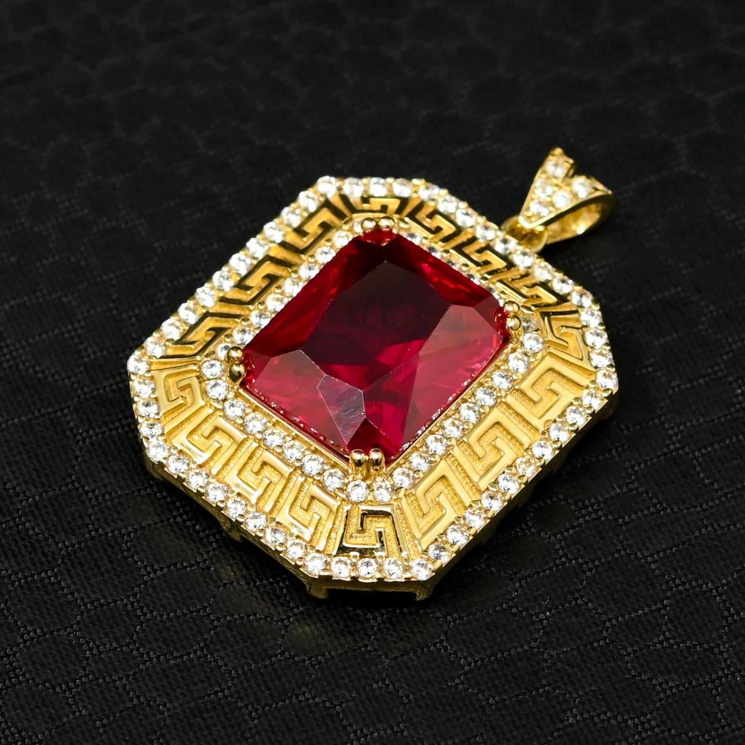 10K Gold Pendant | Divers Stone X3 Pendant Yellow Gold / Ruby