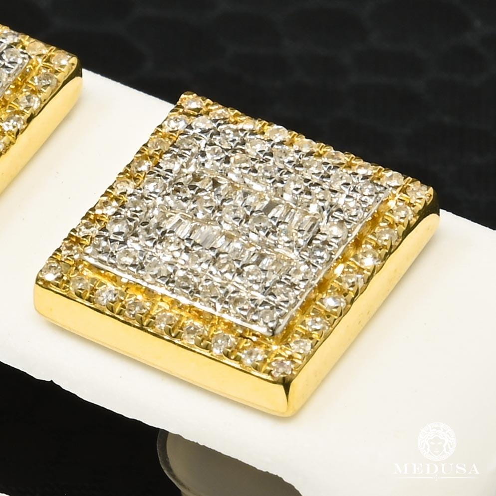 10K Gold Diamond Studs | D5 Stud Earrings - 11mm Diamond / 2 Tone Gold