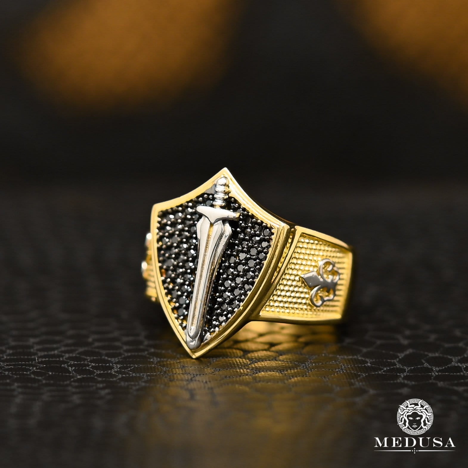 Bague en Or 10K | Bague Homme Sword H1 Or 2 Tons