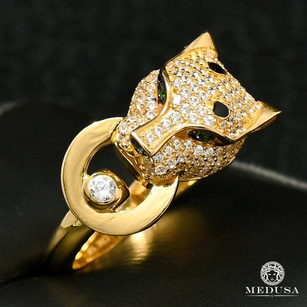 10K Gold Ring | Women&#39;s Ring Tiger F14 Yellow Gold / Emerald