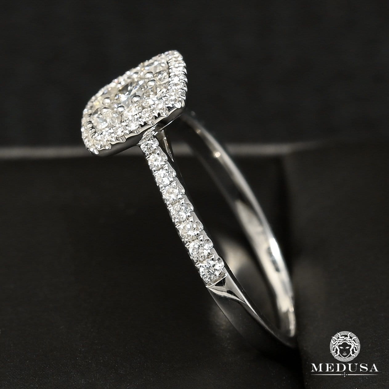 18K Gold Diamond Ring | Trinity Engagement Ring D10 - Solitaire Ring 67PT White Gold