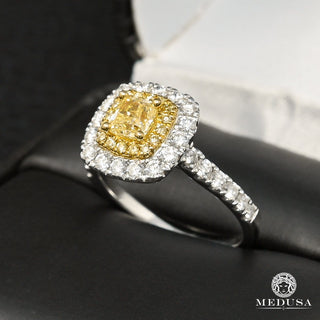 Trinity D6 - Solitaire Ring 60PT Yellow Canary  - White Gold