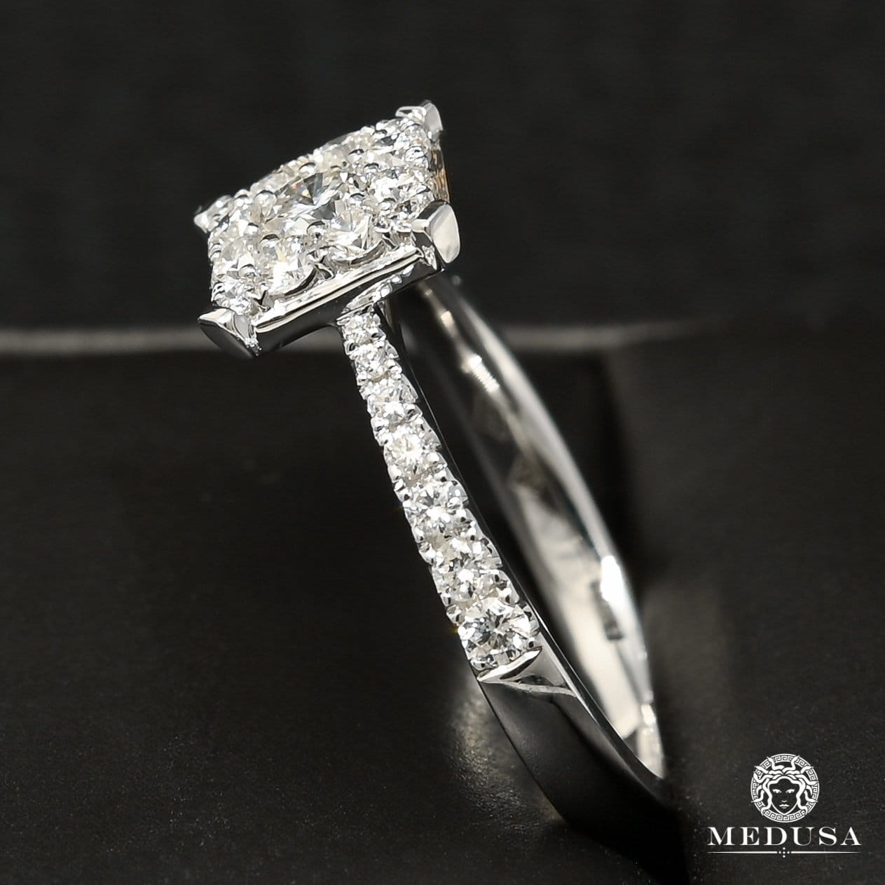 Bague à Diamants en Or 18K | Bague Fiançaille Trinity D9 - Bague Solitaire 84PT Or Blanc