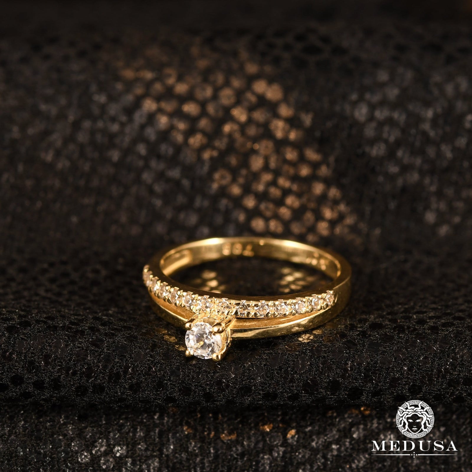 Bague en Or 10K | Bague Femme Twins F1 Or Jaune