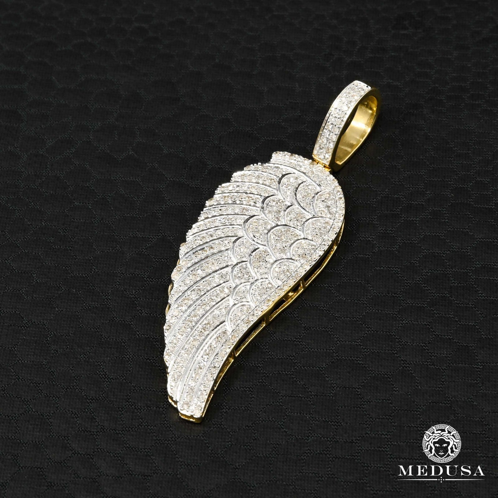 10K Gold Diamond Pendant | Divers Wings D1 Pendant - 2 Tone Gold Diamond
